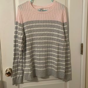 Croft and borrow pink and gray sweater